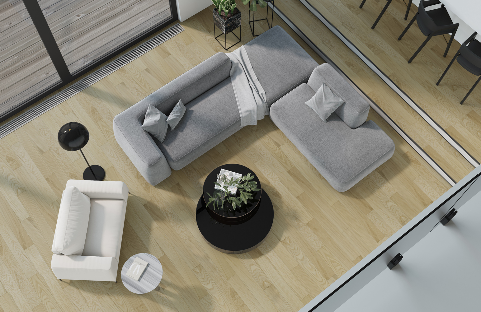 Композитная паркетная доска Quartz Parquet Классик Дуб тоскана 407 400-1220×152×5 фото в интерьере