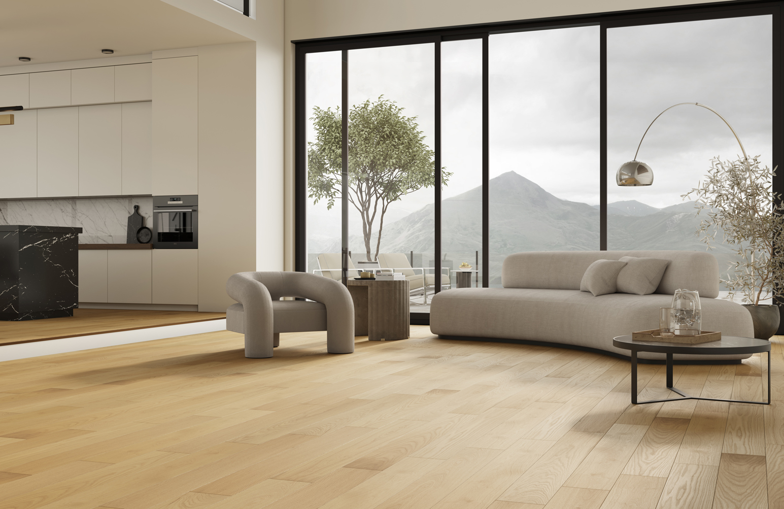 Композитная паркетная доска Quartz Parquet Классик Дуб медовый раф 463 400-1220×152×5 фото в интерьере