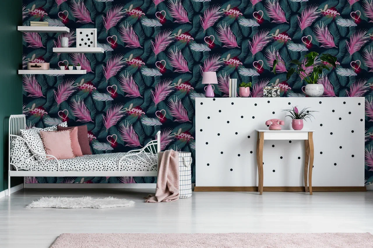 Обои Aura Individuals Neon Love 106842 10,05×0,52 фото в интерьере