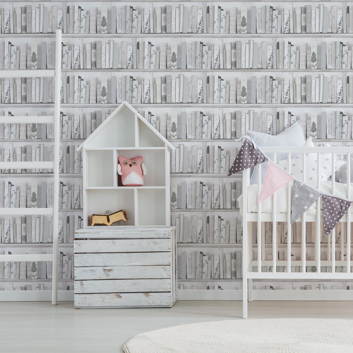 Обои Aura Individuals Botany Library 103837 10,05×0,52 фото в интерьере