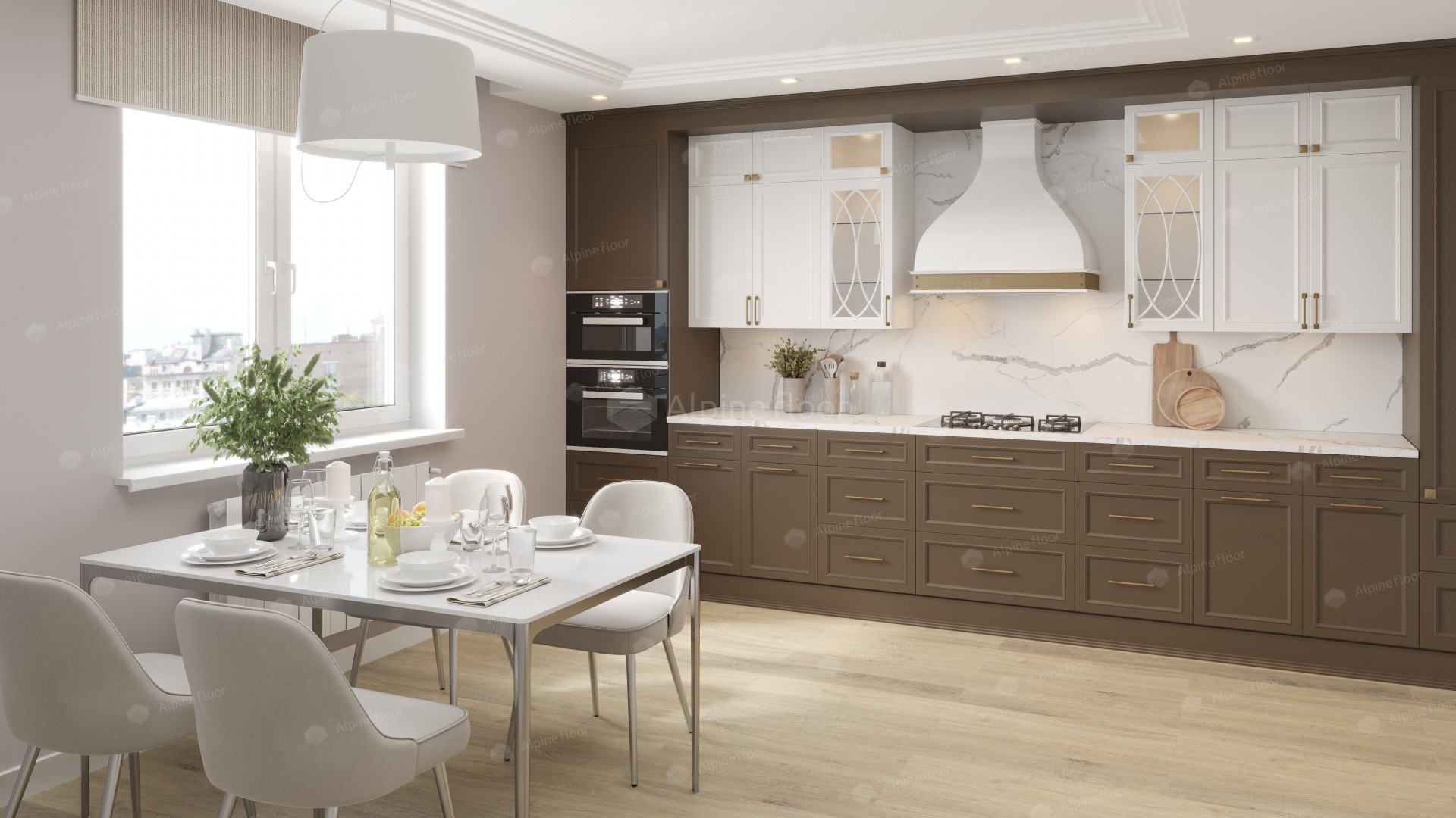 Кварцвиниловый SPC ламинат Alpine Floor Premium XL Дуб Капучино ECO 7-12 1524×180×8 фото в интерьере