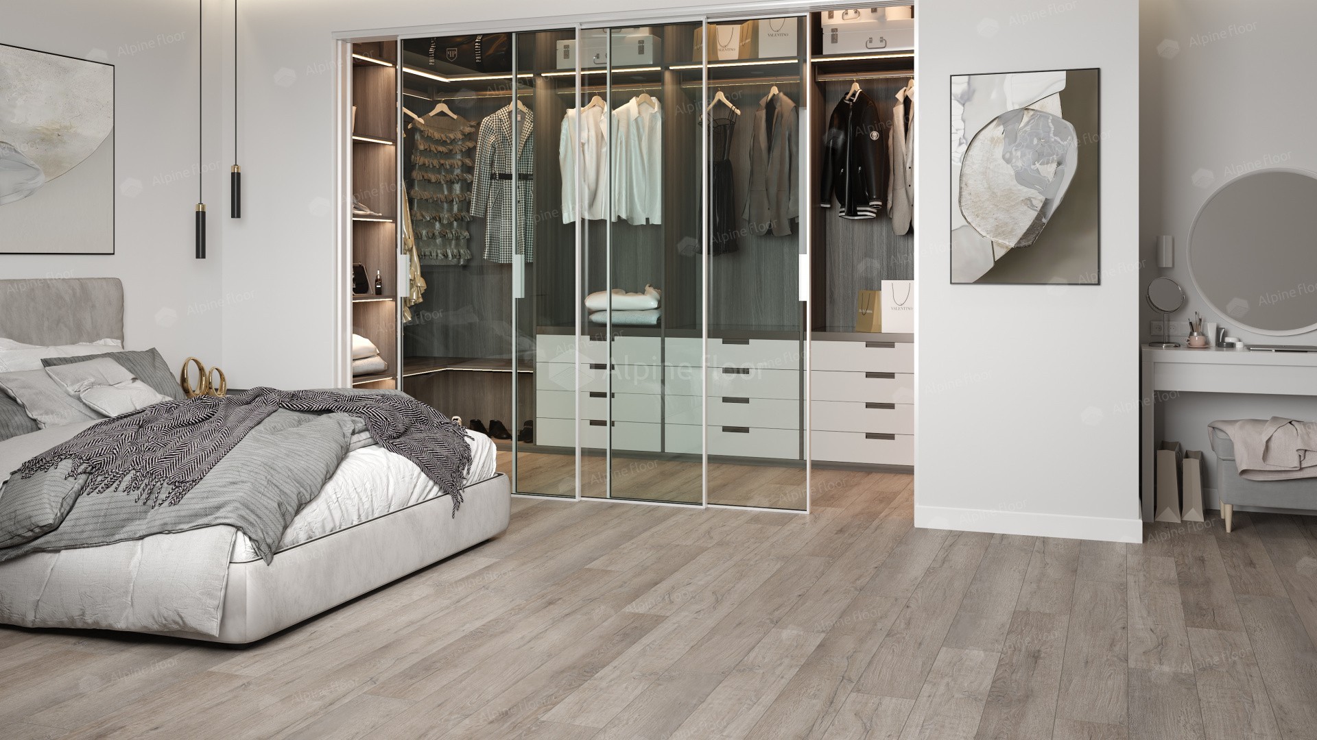 Кварцвиниловый SPC ламинат Alpine Floor Premium XL Дуб Состаренный ECO 7-15 1220×183×8 фото в интерьере