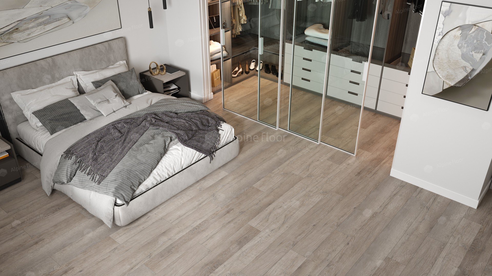 Кварцвиниловый SPC ламинат Alpine Floor Premium XL Дуб Состаренный ECO 7-15 1220×183×8 фото в интерьере