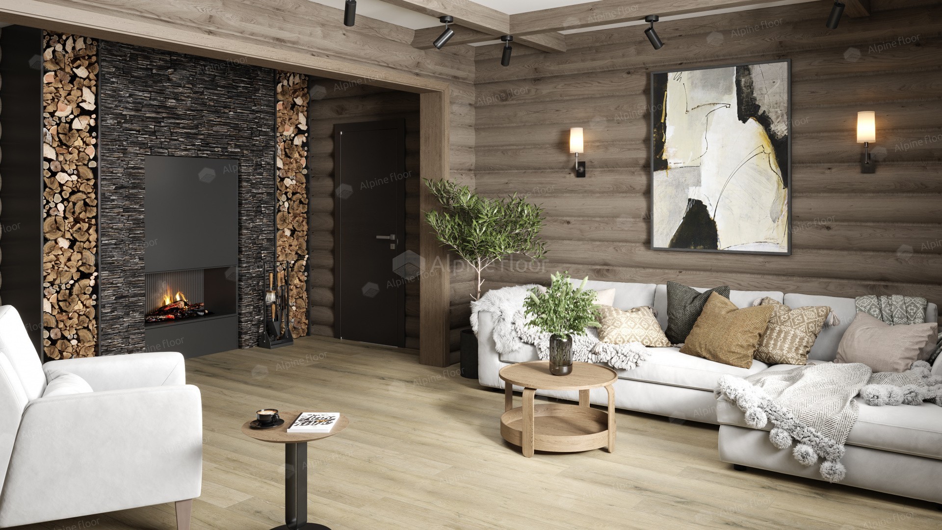 Кварцвиниловый SPC ламинат Alpine Floor Premium XL Дуб Сливочный ECO 7-19 1220×183×8 фото в интерьере