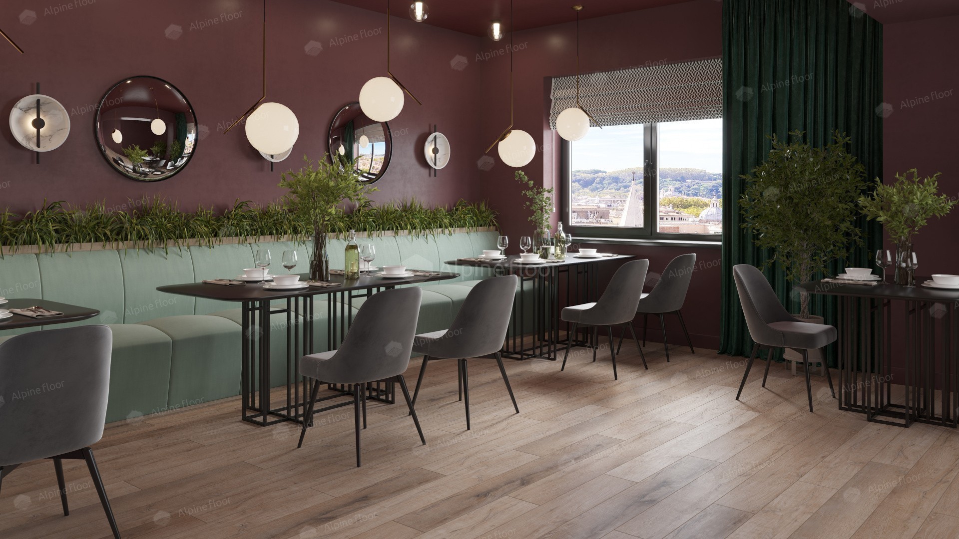 Кварцвиниловый SPC ламинат Alpine Floor Premium XL Дуб Персиковый ECO 7-20 1220×183×8 фото в интерьере