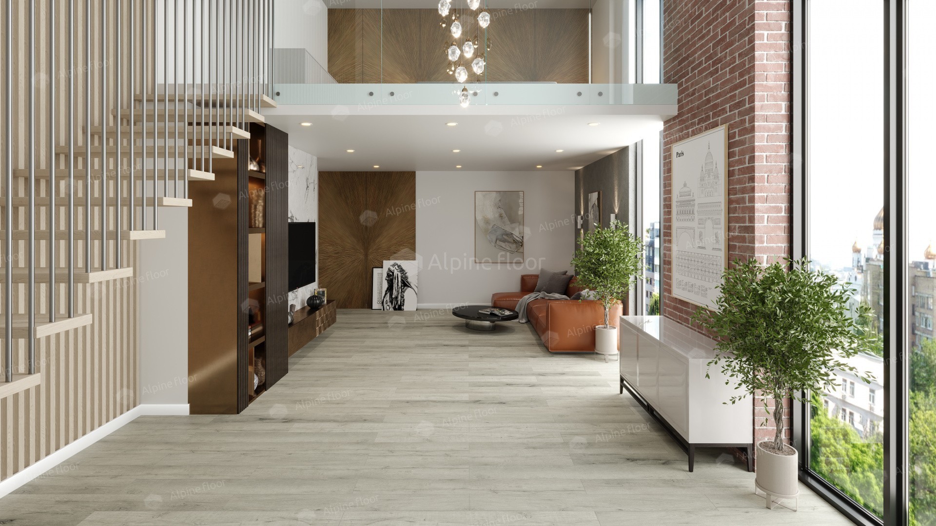 Кварцвиниловый SPC ламинат Alpine Floor Premium XL Дуб Серебряный ECO 7-22 1220×183×8