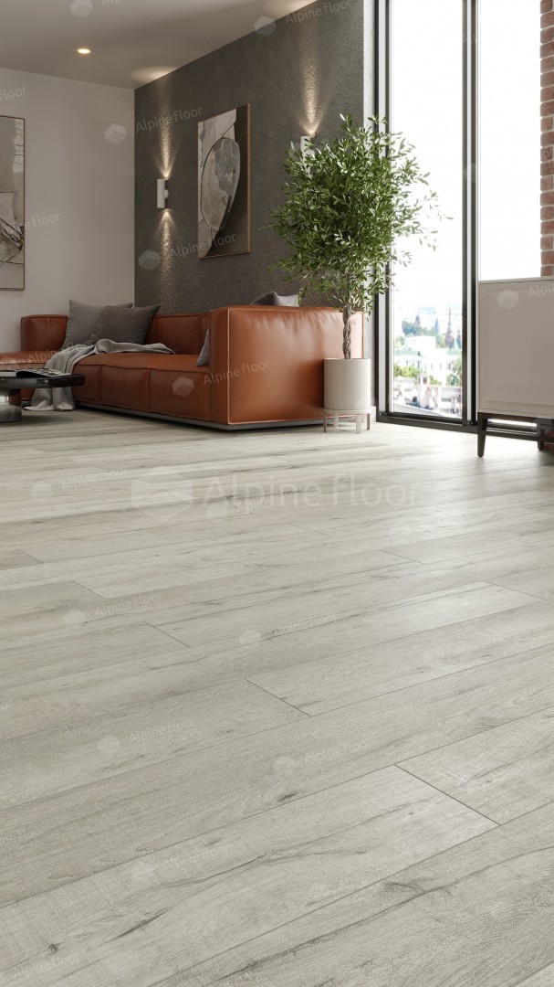 Кварцвиниловый SPC ламинат Alpine Floor Premium XL Дуб Серебряный ECO 7-22 1220×183×8