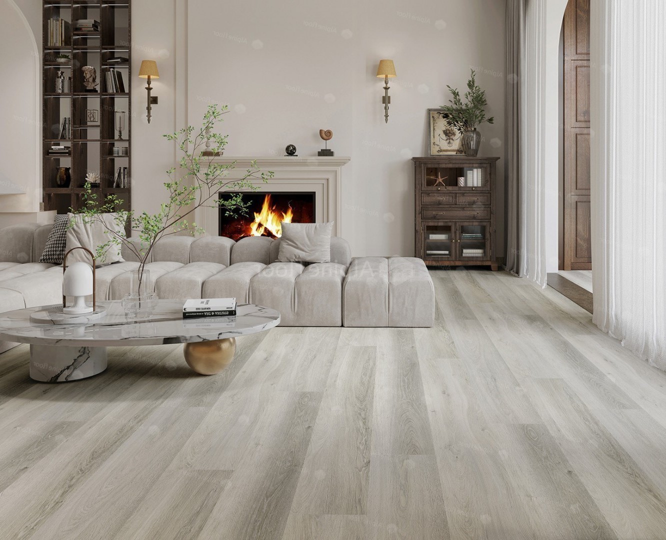 Кварцвиниловый SPC ламинат Alpine Floor Premium XL Дуб Дия ECO 7-23 1800×229×8 фото в интерьере
