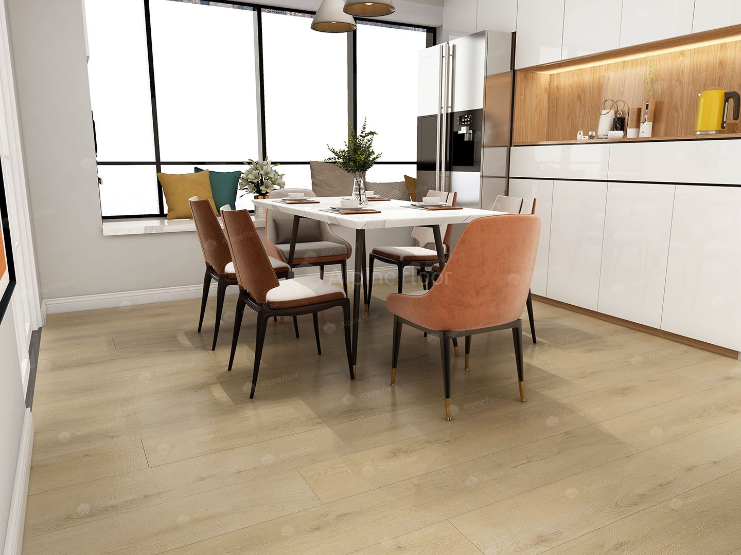 Кварцвиниловый SPC ламинат Alpine Floor Premium XL Дуб Сириус ECO 7-30 1800×229×8 фото в интерьере