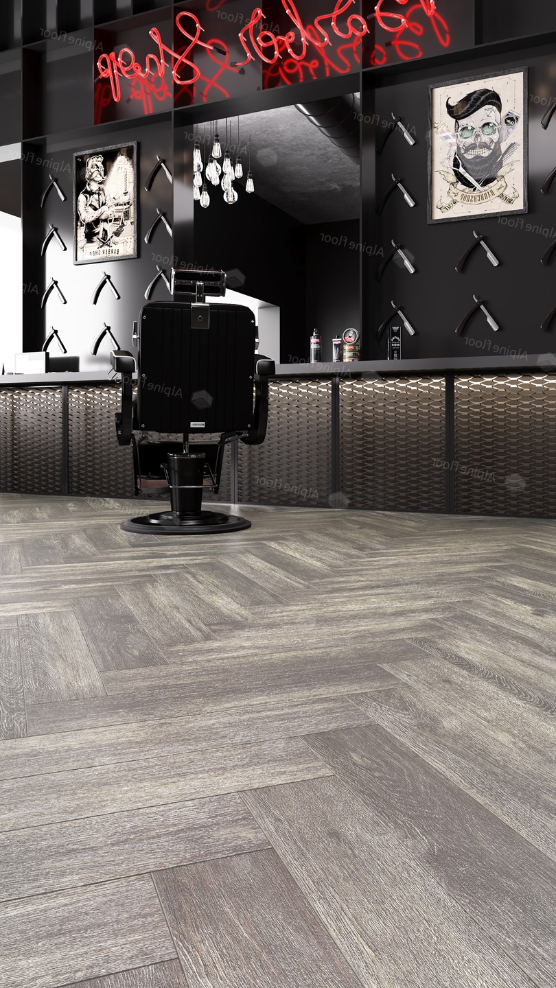 Кварцвиниловая плитка Alpine Floor клеевая Parquet LVT Венге Грей ECO 16-8 венгерская елка 590×118×2,5 фото в интерьере