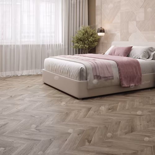 Кварцвиниловый SPC ламинат Alpine Floor Chevron Alpine Дуб Натуральный Отбеленный ECO 18-3 французская елка 600×127×5