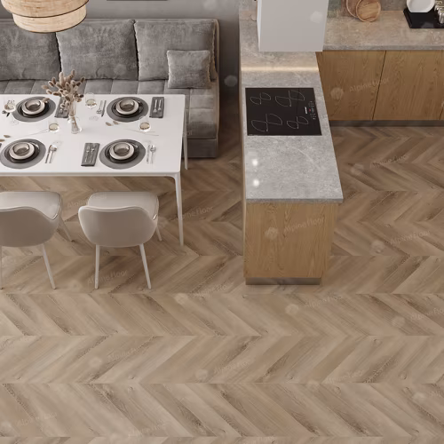 Кварцвиниловый SPC ламинат Alpine Floor Chevron Alpine Дуб Синистра ECO 18-6 французская елка 600×127×5