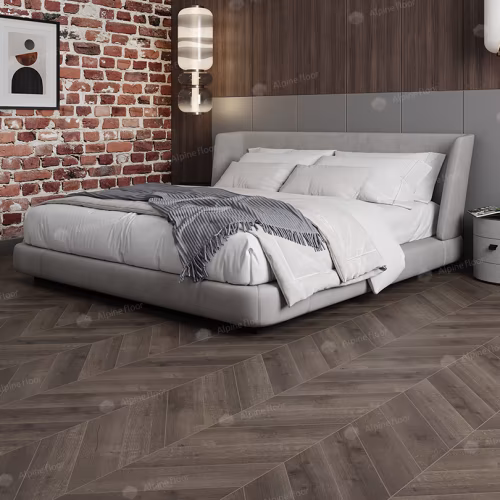 Кварцвиниловый SPC ламинат Alpine Floor Chevron Alpine Дуб Антарес ECO 18-9 французская елка 600×127×5