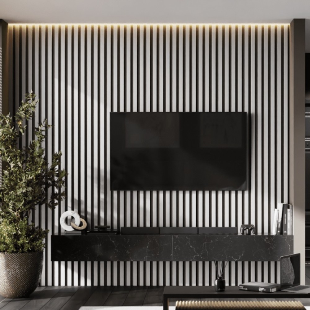 Рейка декоративная Ликорн светло-серая 2800×40×16 фото в интерьере