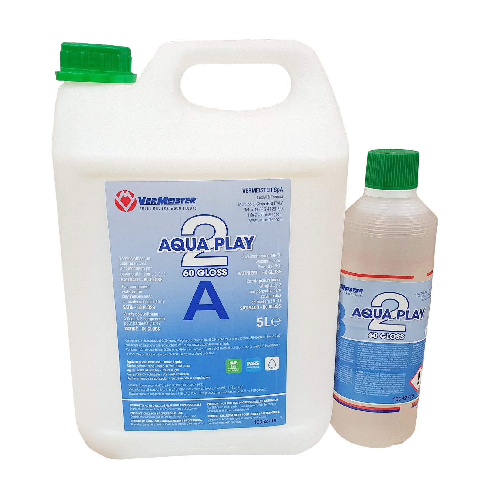 Лак для паркета Vermeister Aqua Play полуглянцевый на водной основе 2К 5,5 л