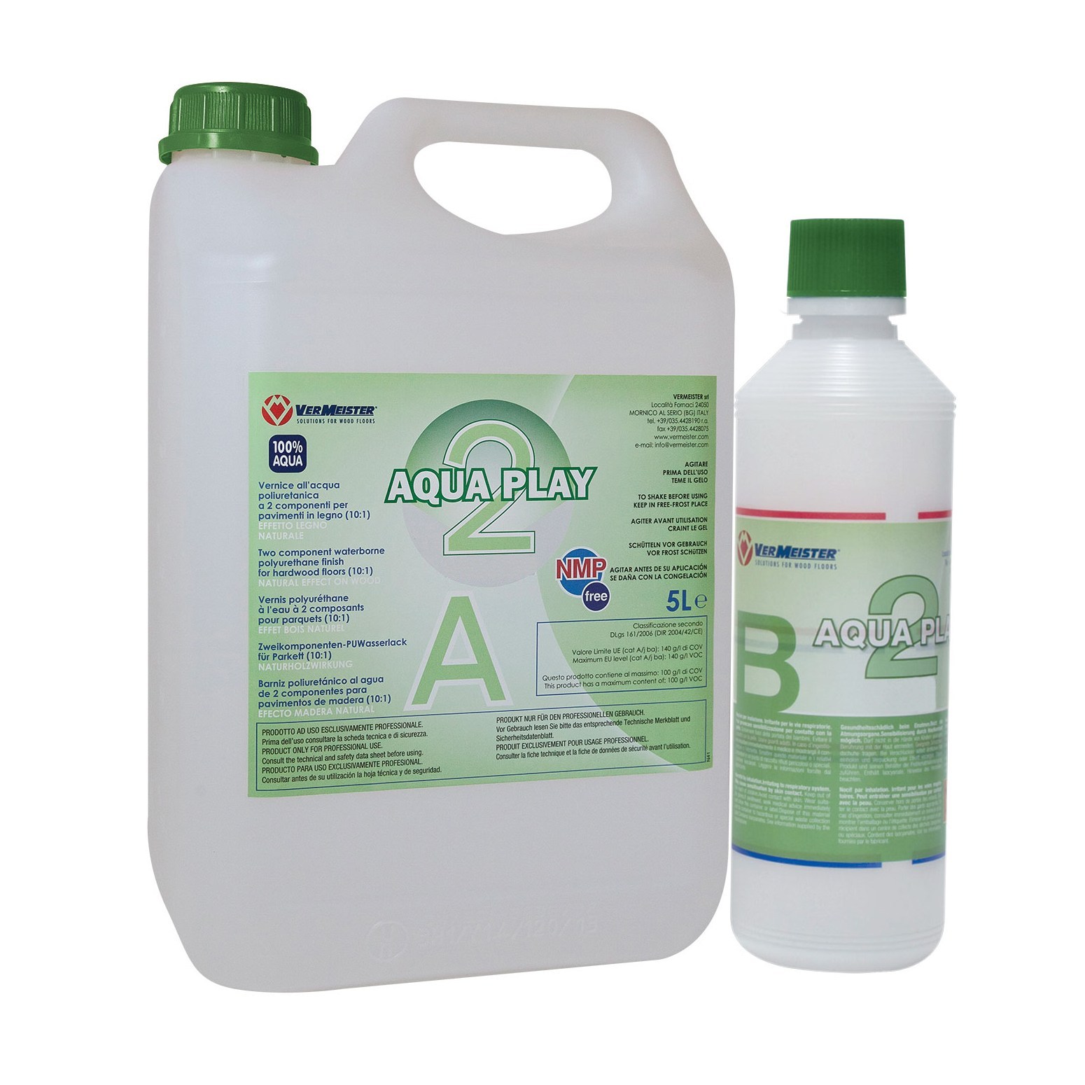 Лак для паркета Vermeister Aqua Play полуматовый на водной основе 2К 5,5 л