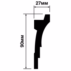 Потолочный плинтус под покраску Hiwood A90V2 с подсветкой 2000×27×90