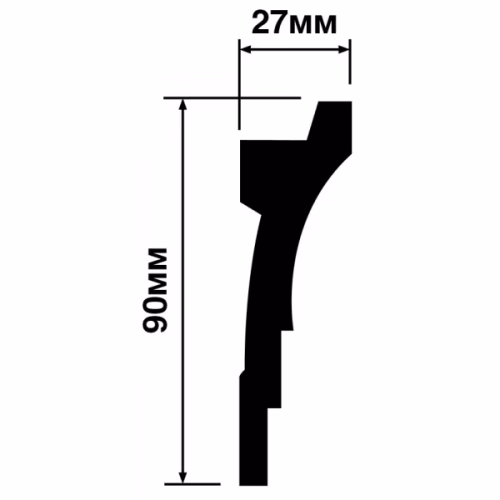Потолочный плинтус под покраску Hiwood A90V2 с подсветкой 2000×27×90