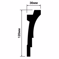 Потолочный плинтус под покраску Hiwood A120 с подсветкой 2000×36×120