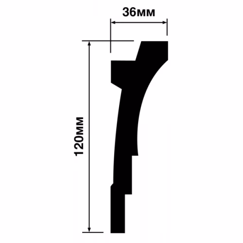 Потолочный плинтус под покраску Hiwood A120 с подсветкой 2000×36×120
