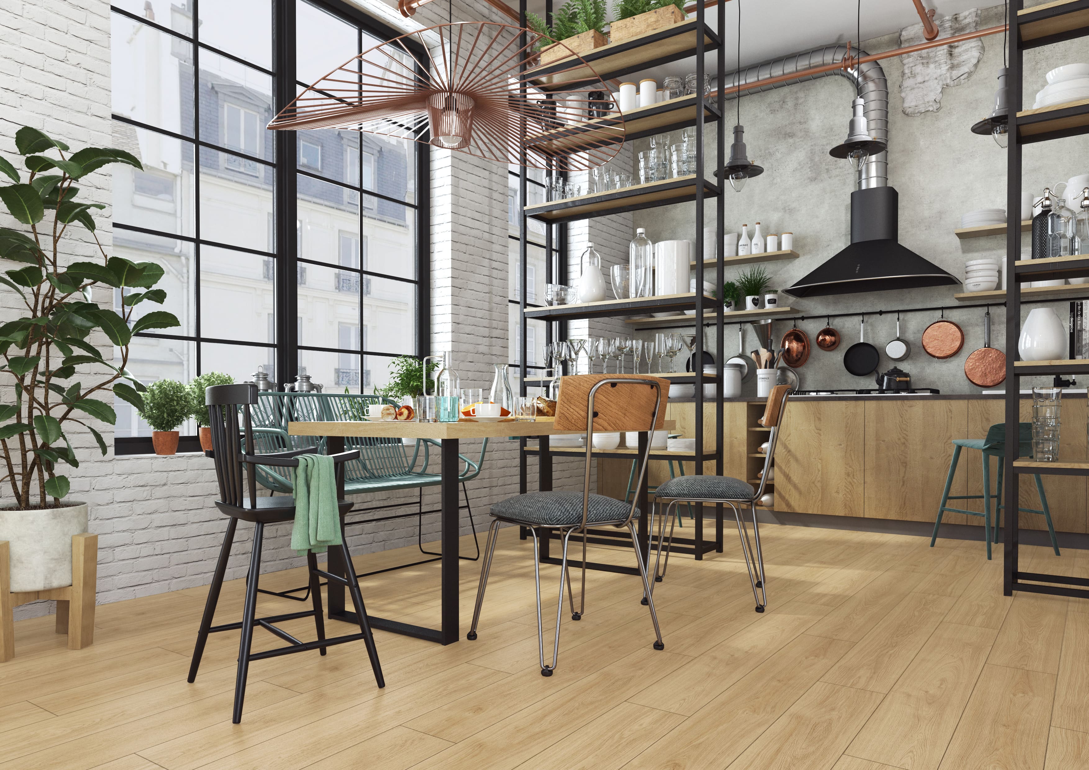 Ламинат Kronopol Platinium Enigma Aqua Oak Rose D4531 1380×242×8 фото в интерьере