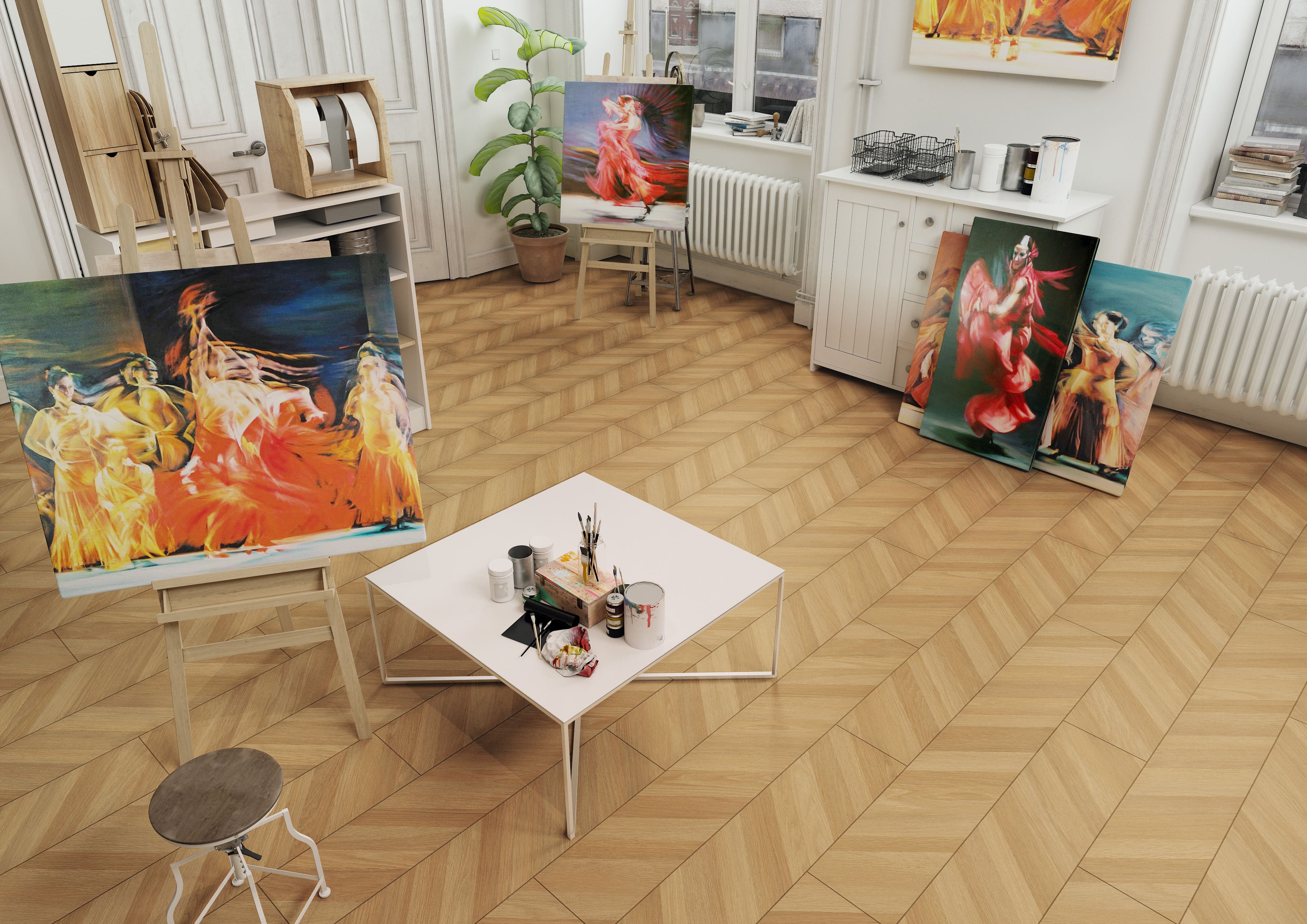 Ламинат Kronopol Platinium Paloma Aqua Oak Carmen D4561 французская елка 1380×242×8 фото в интерьере