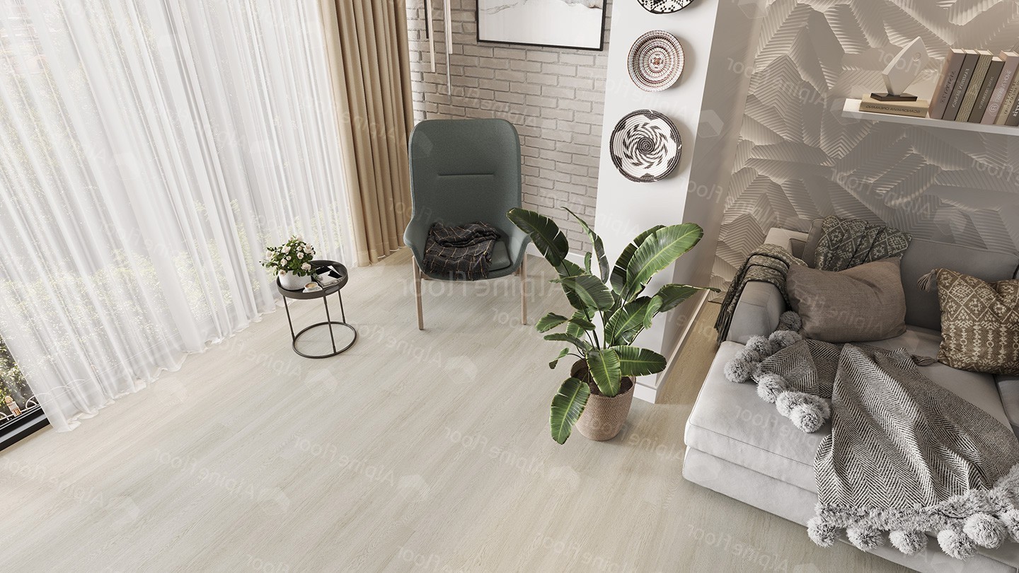 Кварцвиниловый SPC ламинат Alpine Floor Solo Plus Виваче ECO 14-201 1220×183×4 фото в интерьере