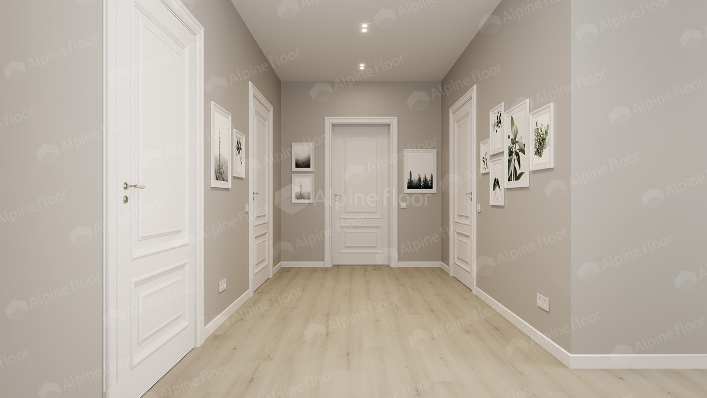 Кварцвиниловый SPC ламинат Alpine Floor Solo Plus Ададжио ECO 14-401 1220×183×4 фото в интерьере