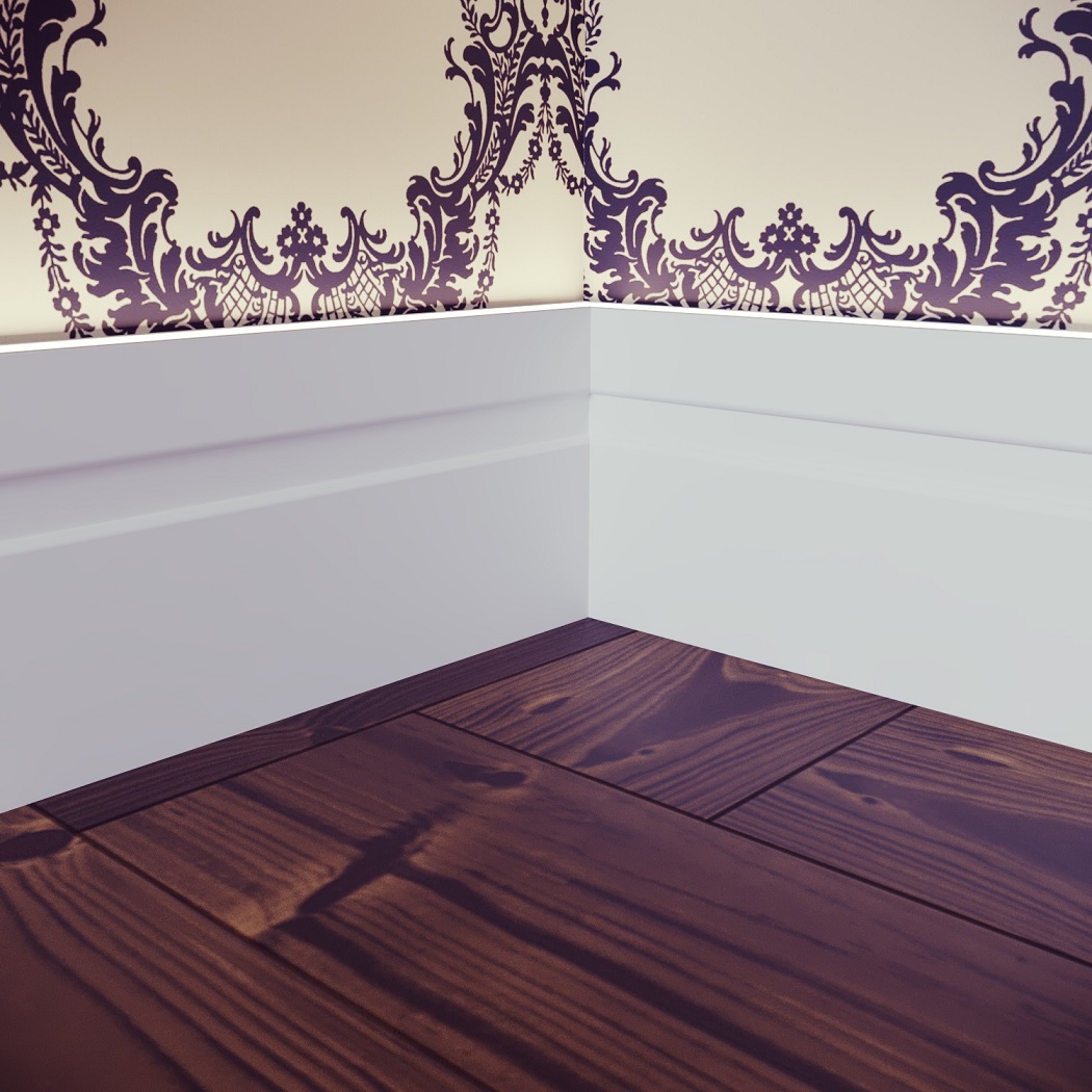 Плинтус МДФ под покраску Evrowood PN 022 Led с подсветкой 2000×70×16 фото в интерьере