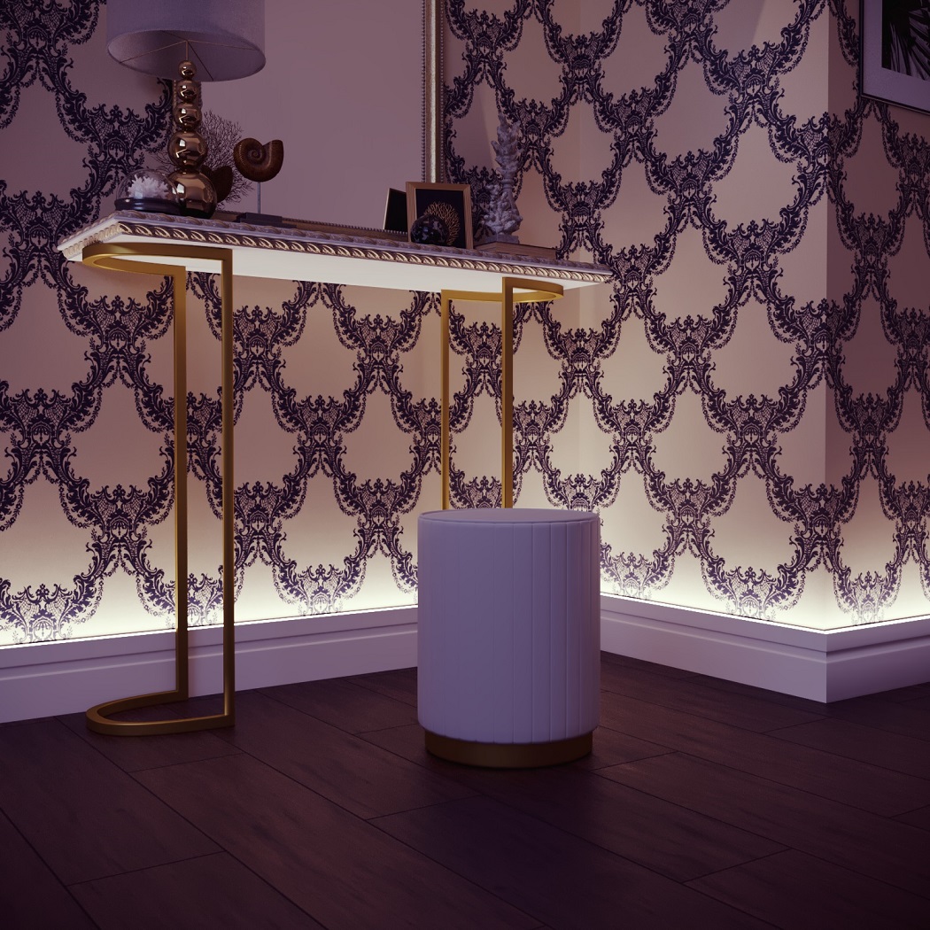 Плинтус МДФ под покраску Evrowood PN 022 Led с подсветкой 2000×70×16 фото в интерьере