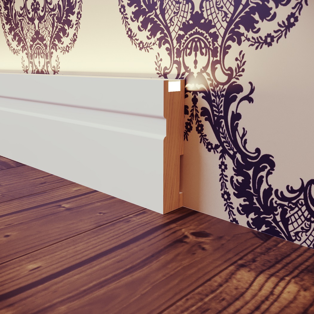 Плинтус МДФ под покраску Evrowood PN 022 Led с подсветкой 2000×70×16