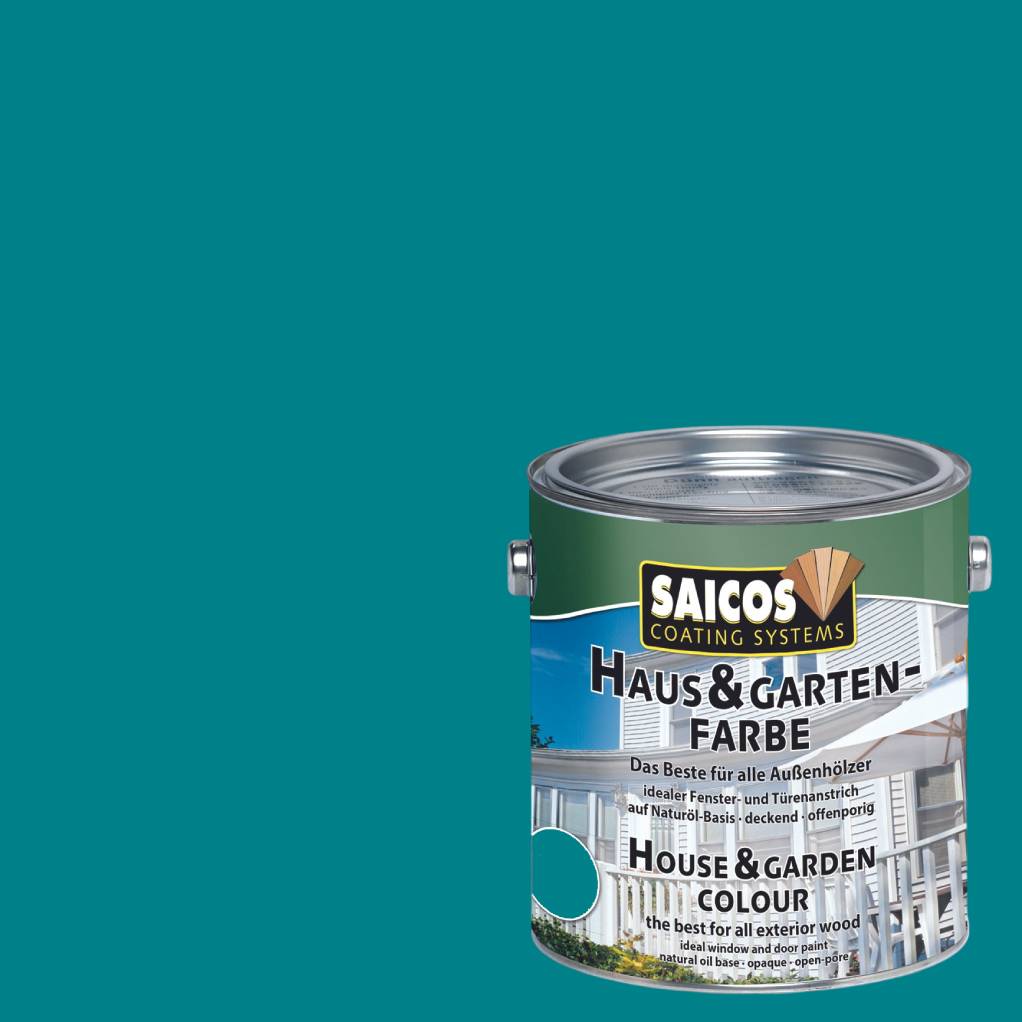 Краска укрывная для дерева Saicos Haus & Garten-Farbe цвет 2506 Сейшельский синий 0,125 л
