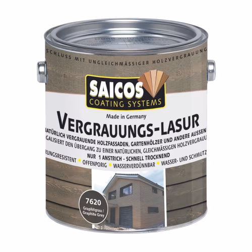 Лазурь для дерева Saicos Vergrauungs-Lasur цвет 7620 Графитово-серый 0,125 л