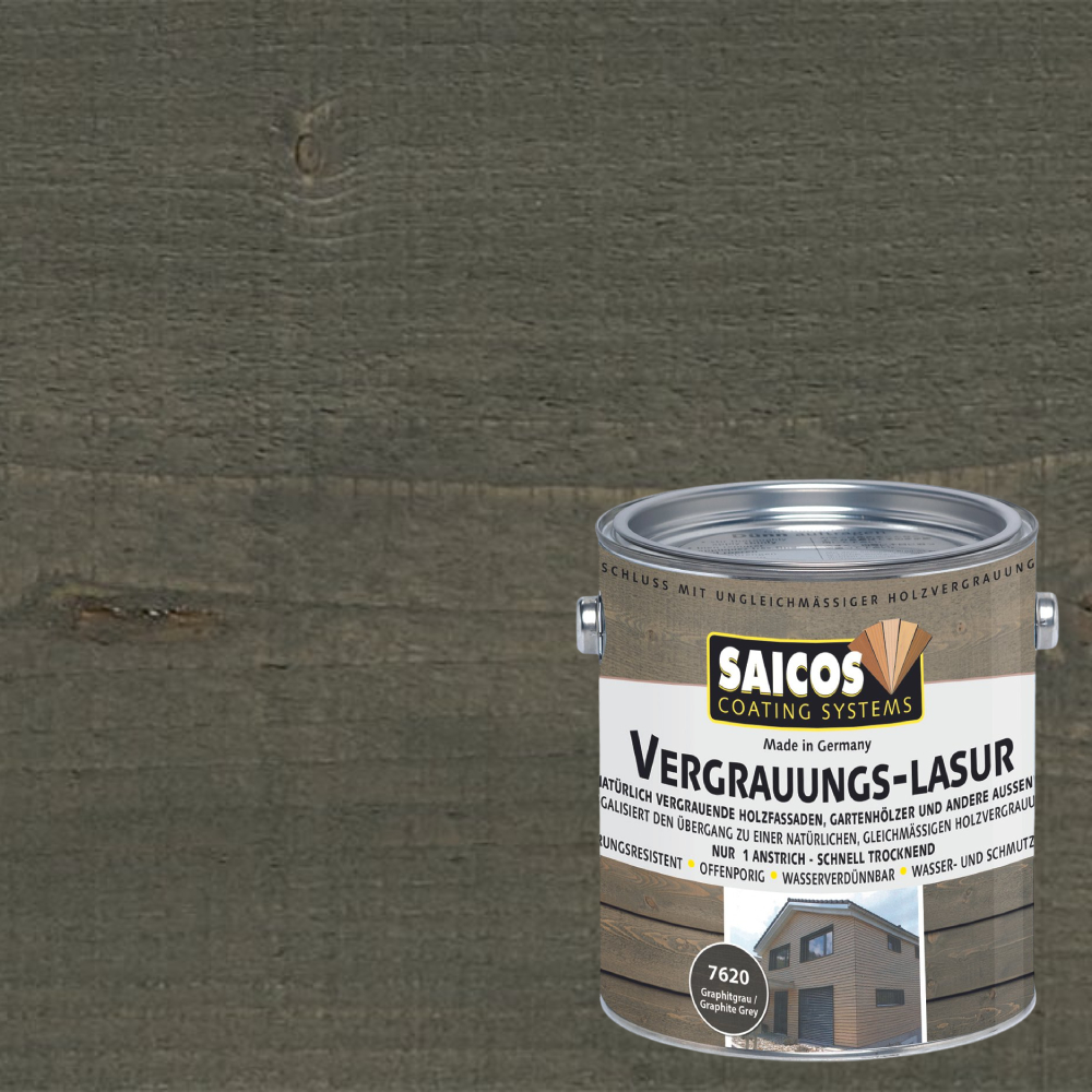 Лазурь для дерева Saicos Vergrauungs-Lasur цвет 7620 Графитово-серый 0,125 л