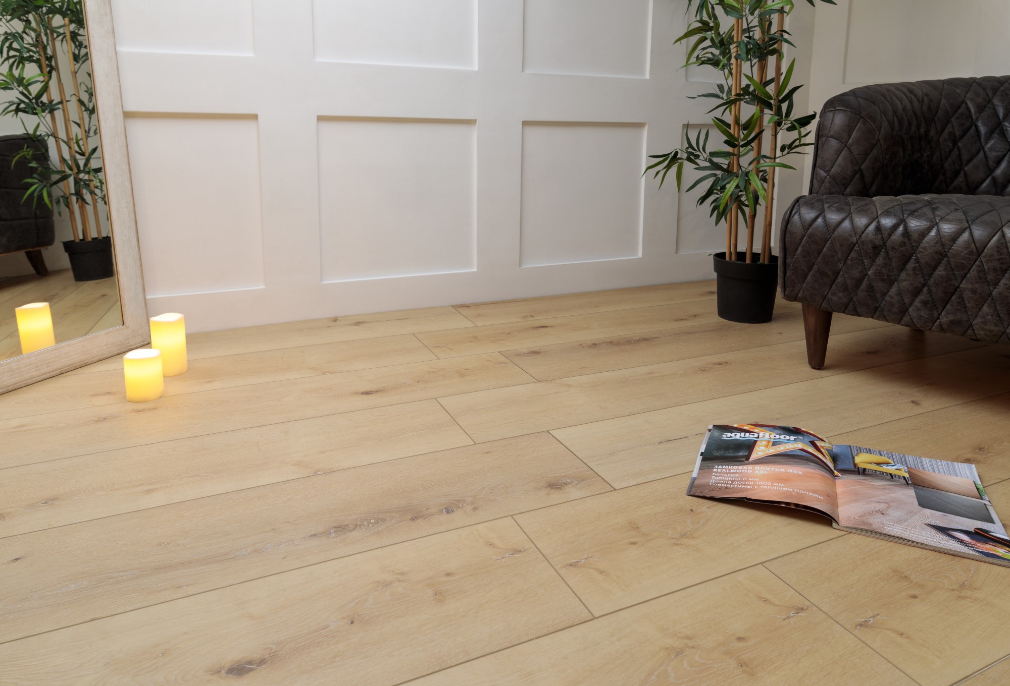 Кварцвиниловая плитка Aquafloor клеевая RealWood XL Glue AF8008XL 1524×228×2,5 фото в интерьере