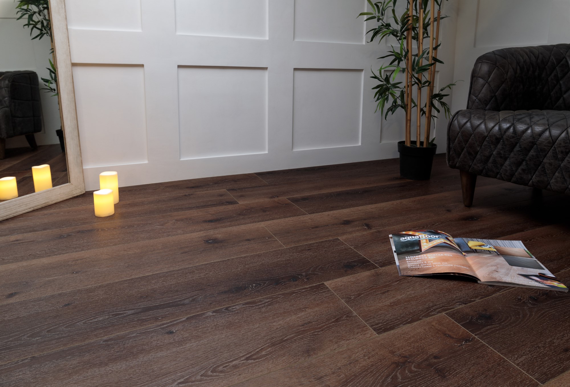 Кварцвиниловая плитка Aquafloor клеевая RealWood XL Glue AF8010XL 1524×228×2,5 фото в интерьере