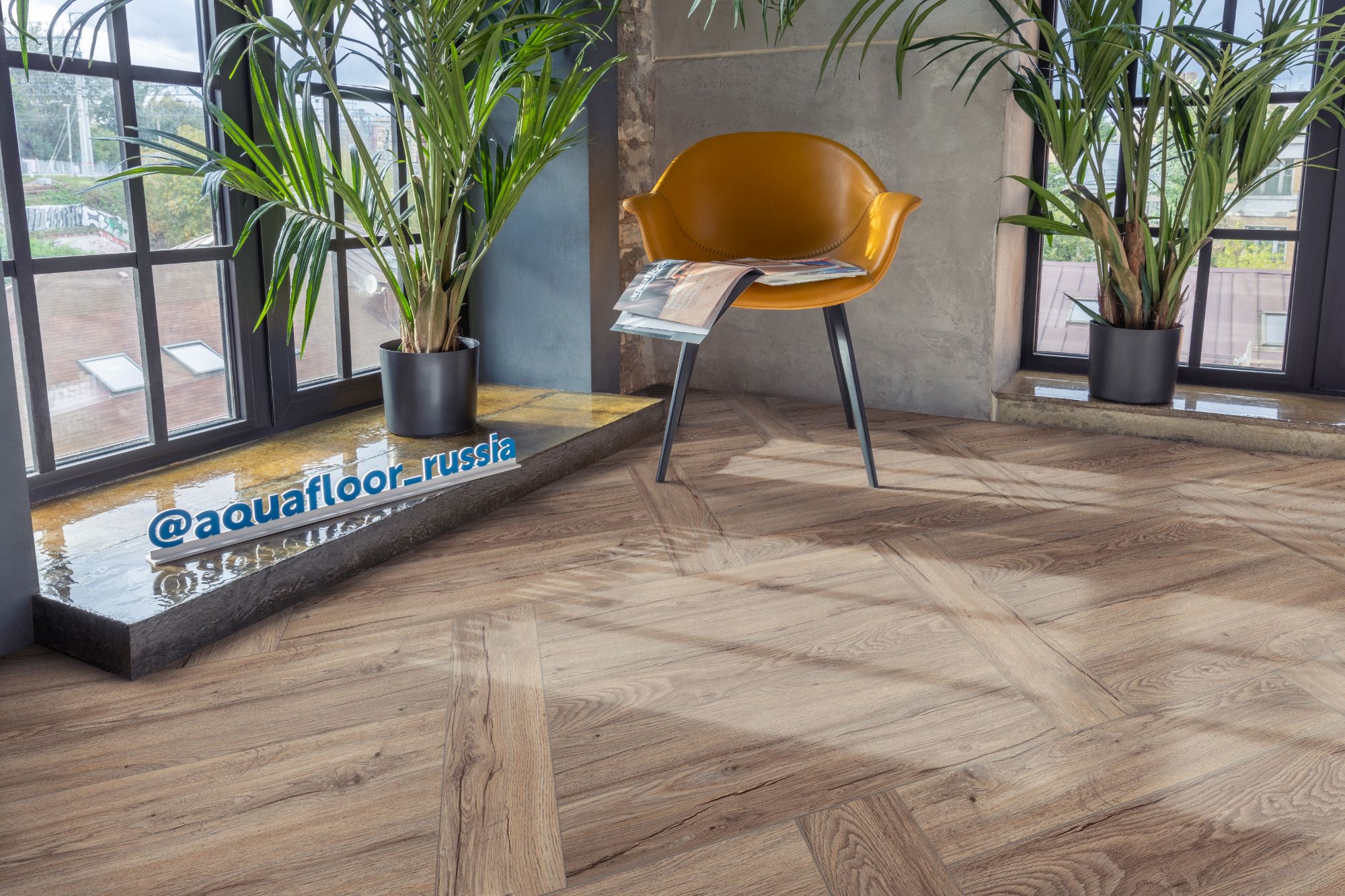 Кварцвиниловый SPC ламинат Aquafloor Space Parquet Light AF4503PQL венгерская елка 610×122×4,5
