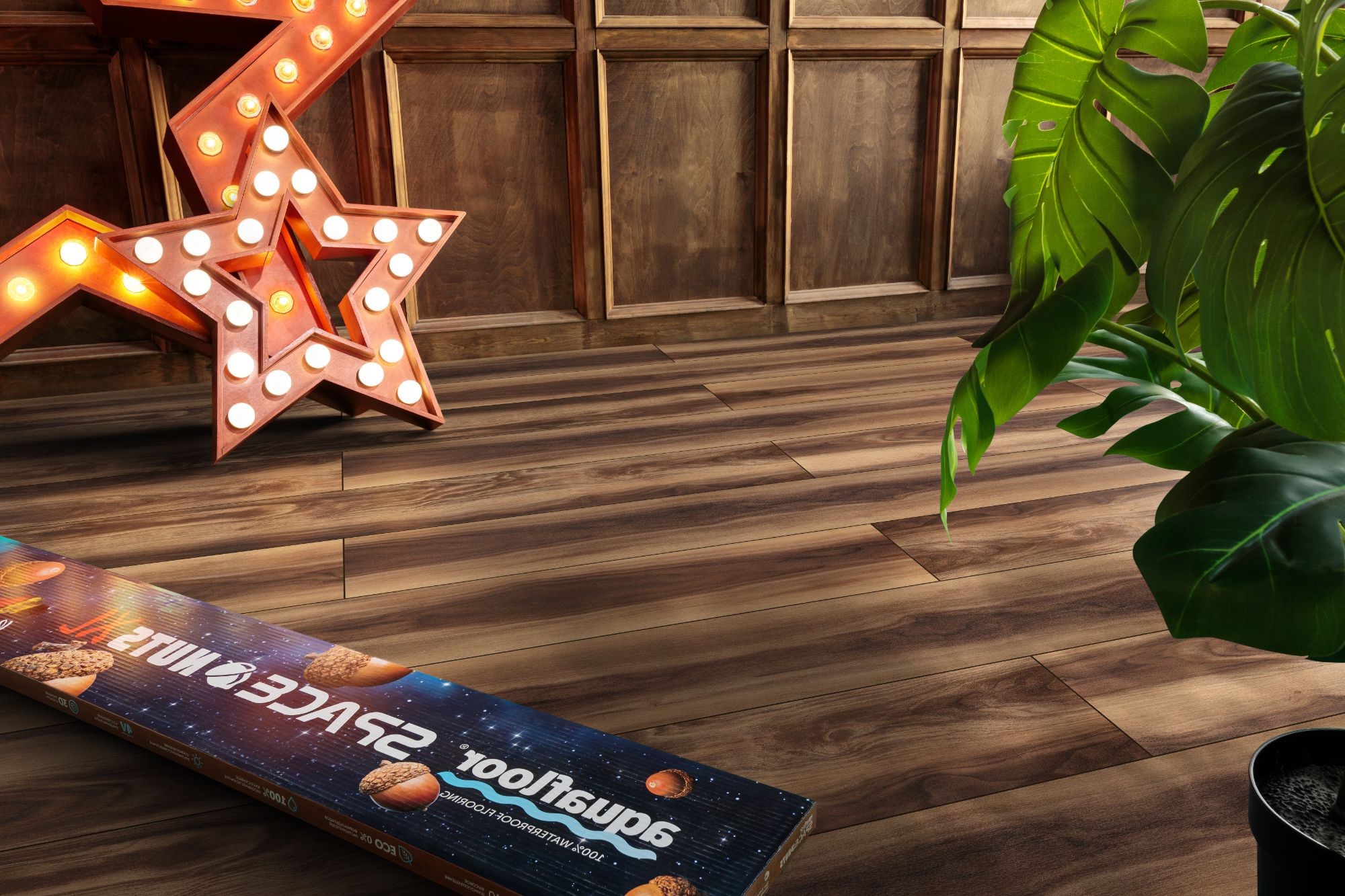 Кварцвиниловый SPC ламинат Aquafloor Space Nuts XL AF4075NXL 1520×220×4 фото в интерьере