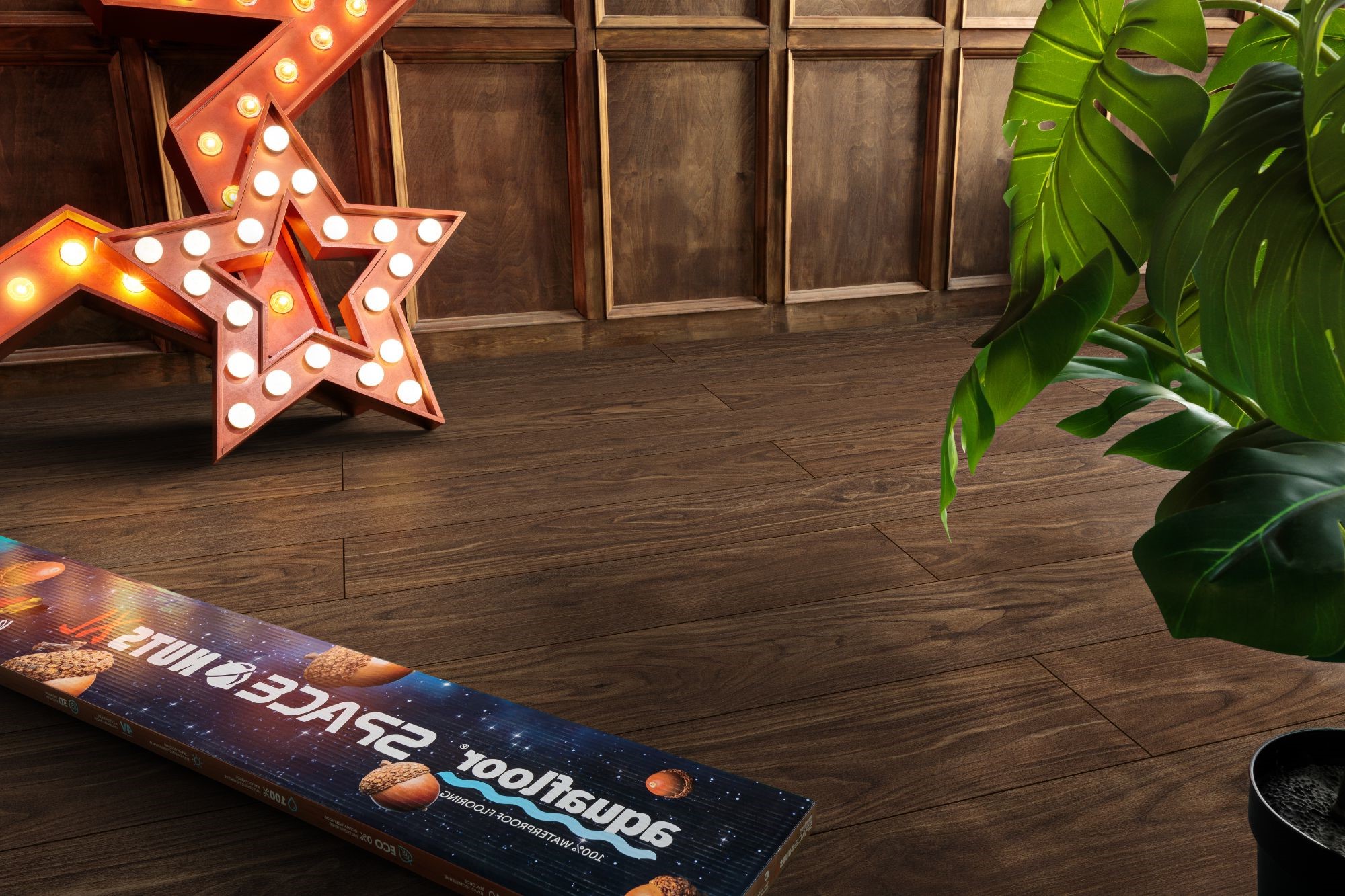 Кварцвиниловый SPC ламинат Aquafloor Space Nuts XL AF4078NXL 1520×220×4 фото в интерьере