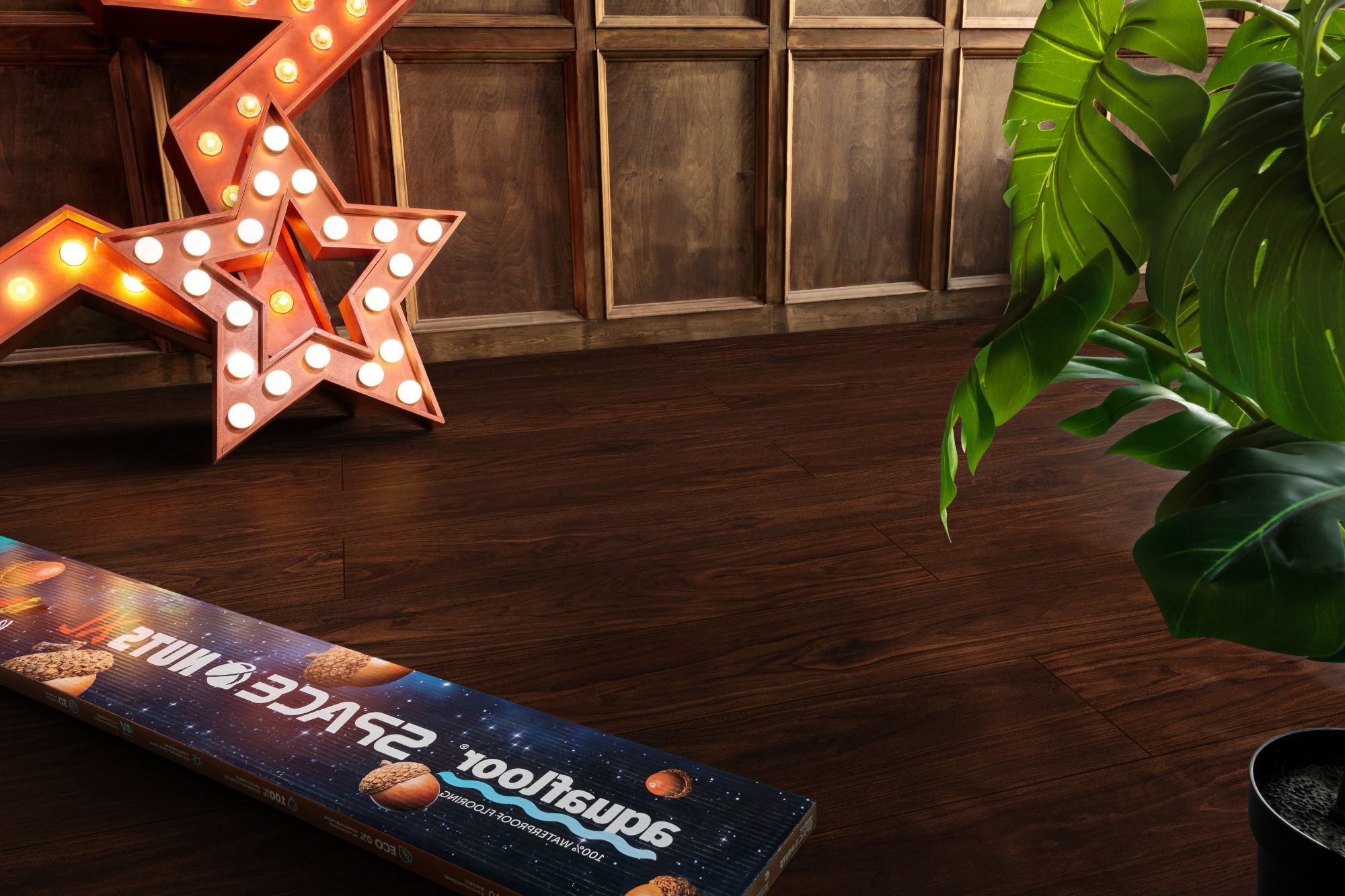 Кварцвиниловый SPC ламинат Aquafloor Space Nuts XL AF4080NXL 1520×220×4 фото в интерьере