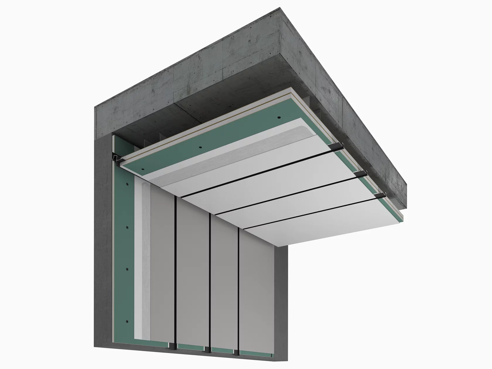 Профиль алюминиевый теневой с подсветкой Laconistiq Gips Черный RAL 9005 51-21-300 матовый 3000×43,8×44,1