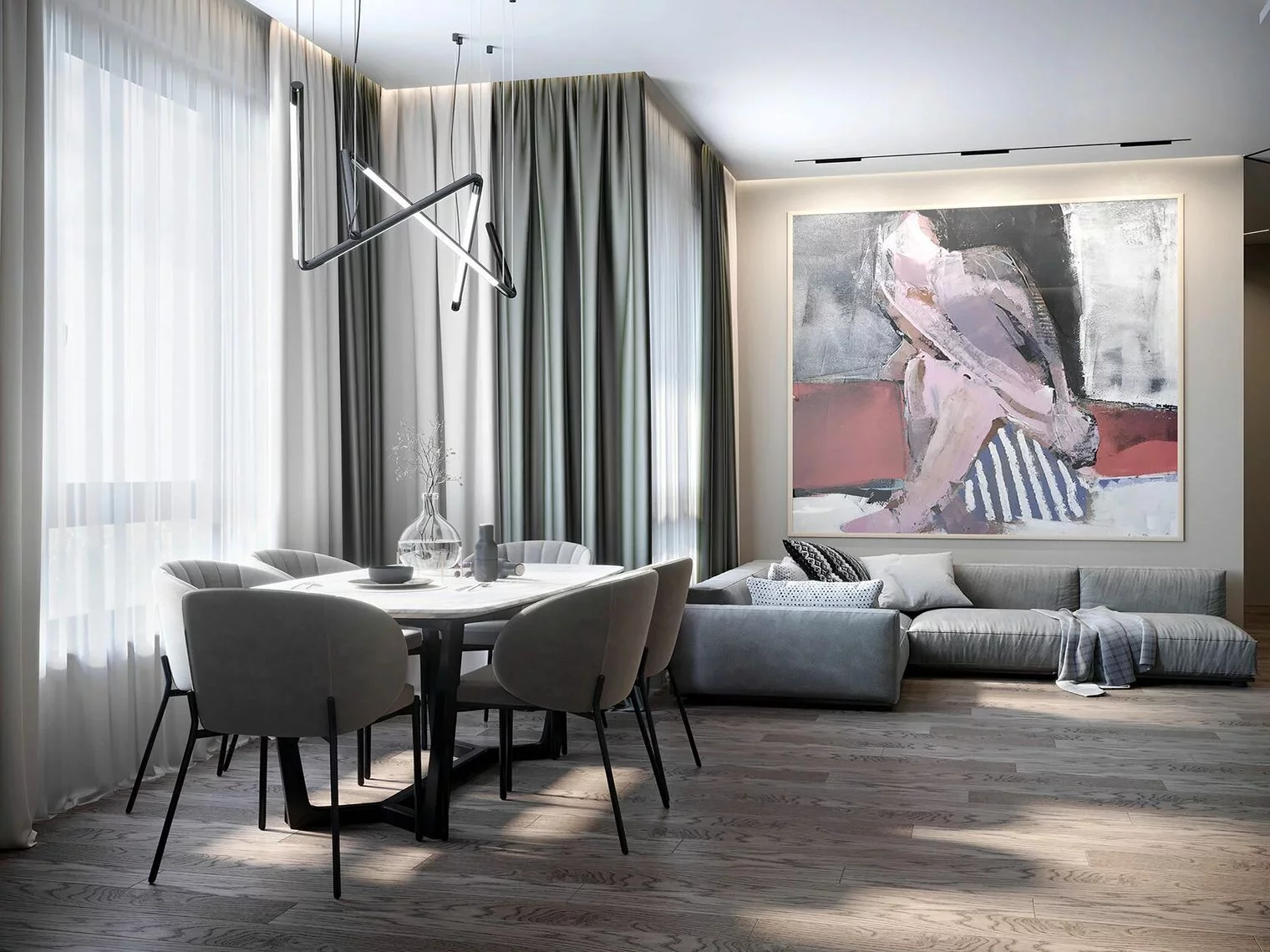 Профиль алюминиевый теневой с подсветкой Laconistiq Gips Черный RAL 9005 51-21-300 матовый 3000×43,8×44,1 фото в интерьере