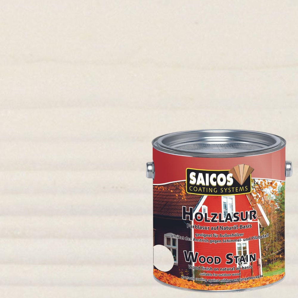 Лазурь для дерева Saicos Holzlasur цвет 0009 Белый 0,125 л Лазурь для дерева Saicos Holzlasur цвет 0009 Белый 0,125 л