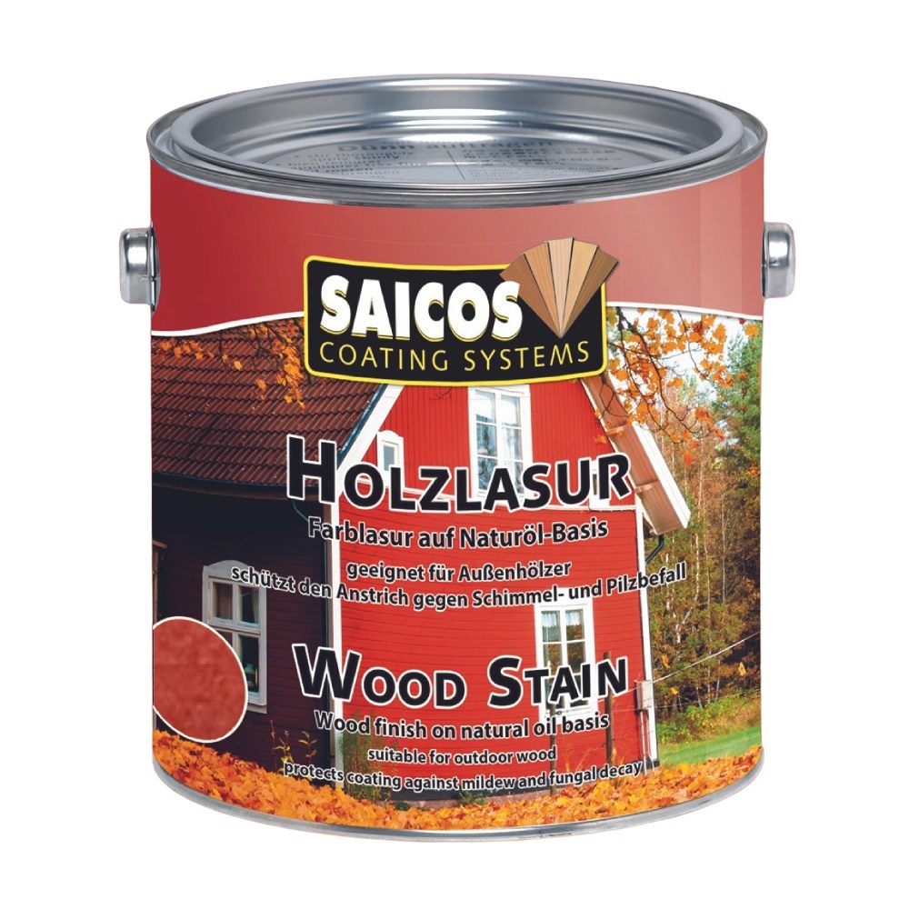 Лазурь для дерева Saicos Holzlasur цвет 0030 Шведский красный 0,125 л