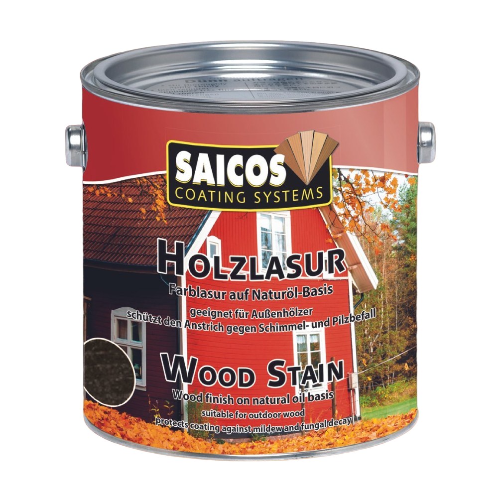 Лазурь для дерева Saicos Holzlasur цвет 0091 Эбеновое дерево 0,125 л