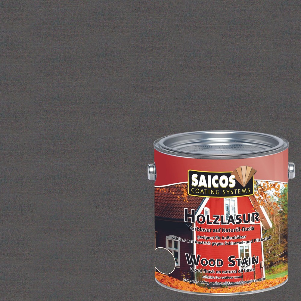 Лазурь для дерева Saicos Holzlasur цвет 0092 Антрацит 0,125 л Лазурь для дерева Saicos Holzlasur цвет 0092 Антрацит 0,125 л