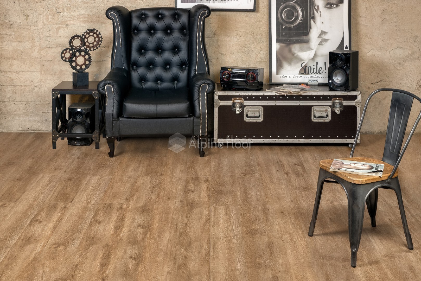 Кварцвиниловая плитка Alpine Floor клеевая Grand Sequoia LVT Макадамия ECO 11-1002 1219,2×184,15×2,5 фото в интерьере