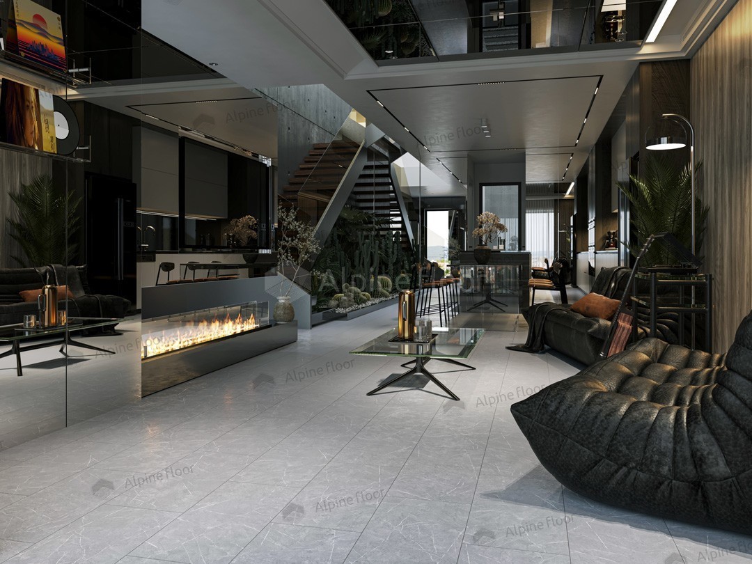 Кварцвиниловый SPC ламинат Alpine Floor Stone Mineral Core Рок ECO 4-30 609,6×304,8×4 фото в интерьере