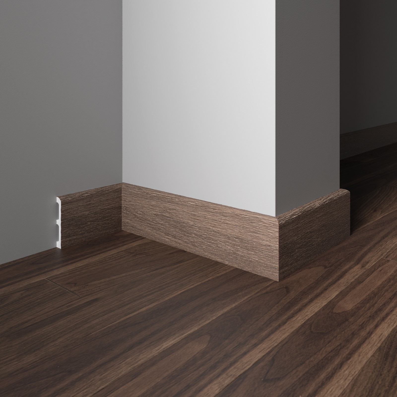 Плинтус  Decor-Dizayn 706-92SH 2400×80×13 фото в интерьере