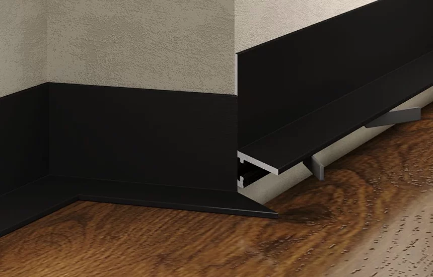 Микроплинтус алюминиевый Laconistiq MICRO L Черный муар RAL 9005 17-31-245 2450×25,8×16,2